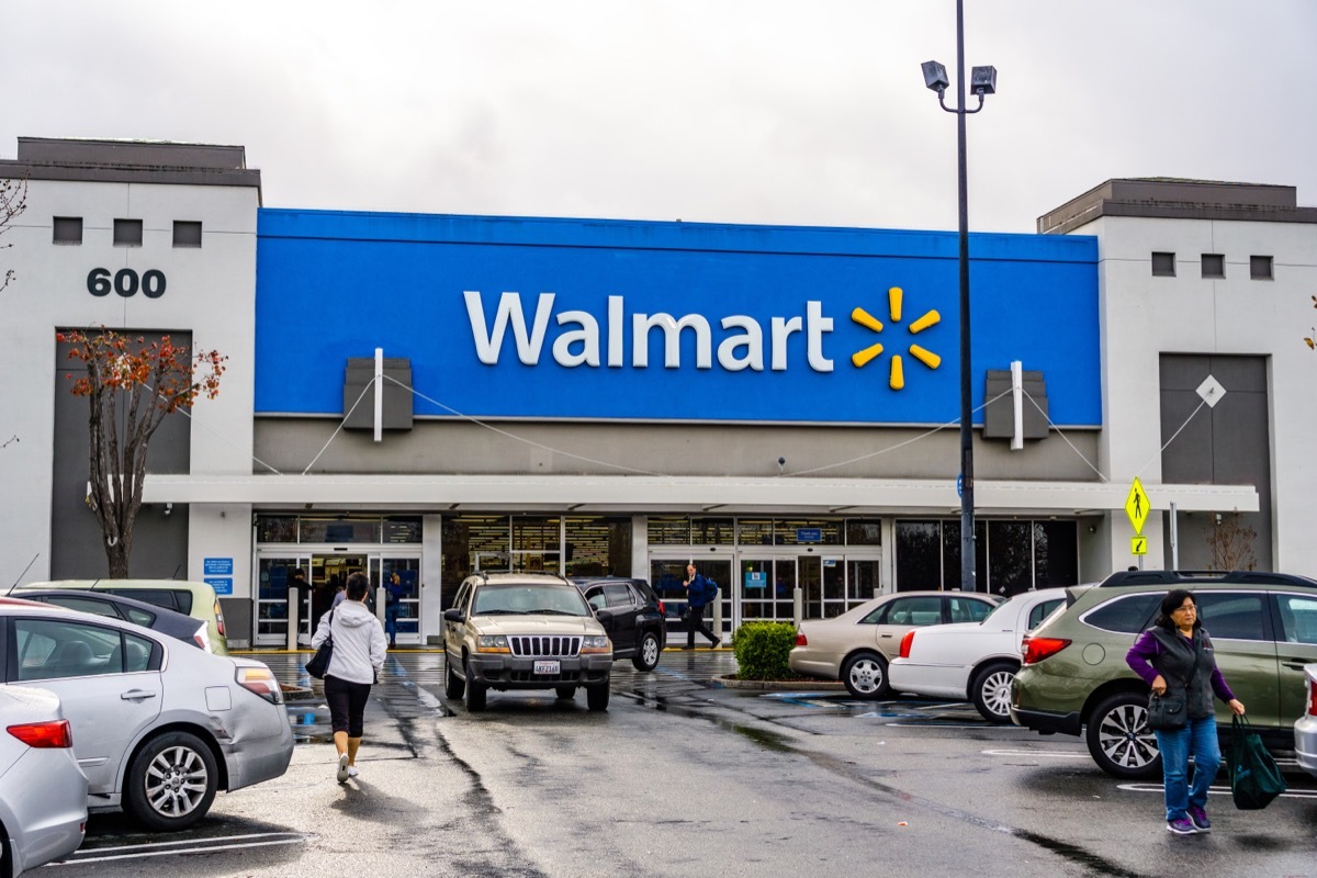 walmart shoppers walking in store