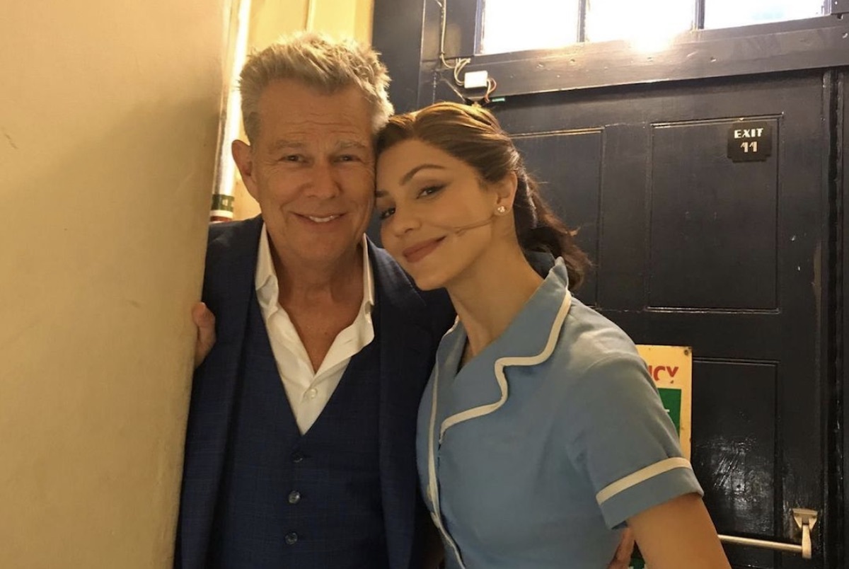 David Foster and Katharine McPhee backstage at the Broadway show 