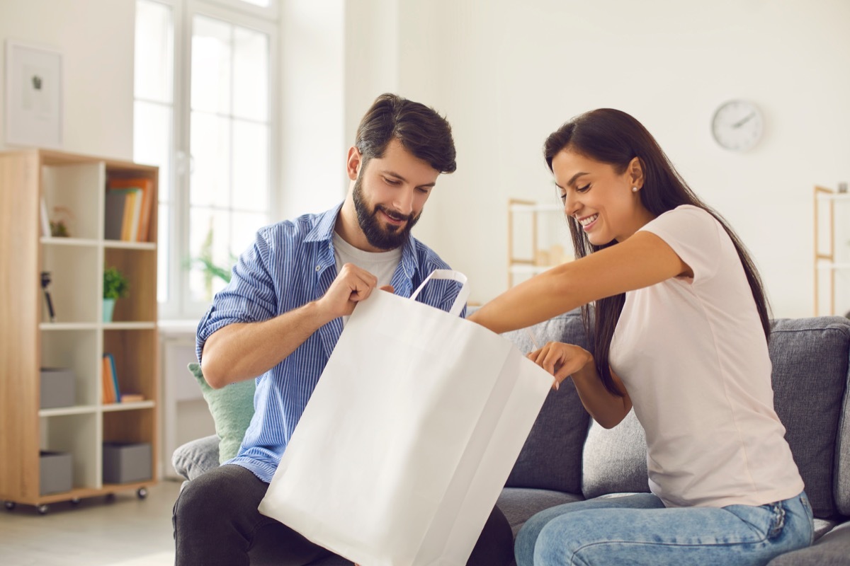 Couple with take-out food