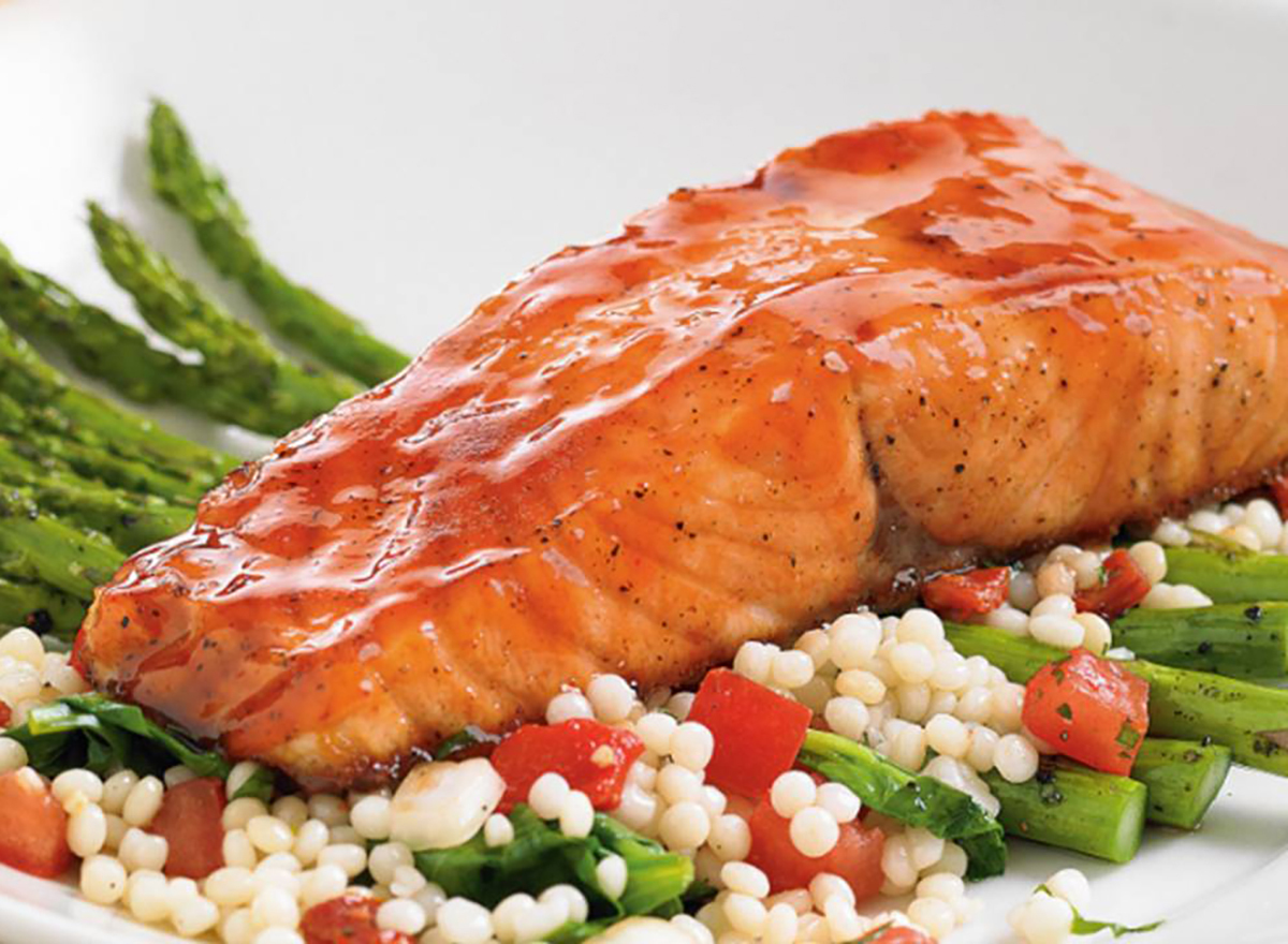 BJs Restaurant and Brewhouse Cherry Chipotle Glazed Salmon