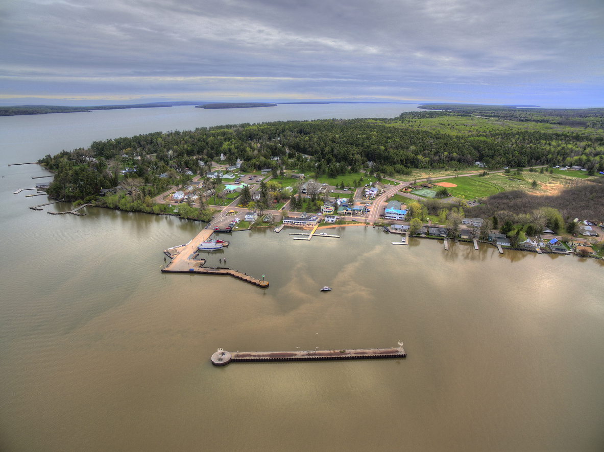 Aerial View of La Pointe, Wisconsin on Madeline Island