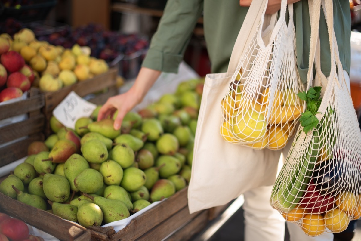 Reusable mesh and canvas bags