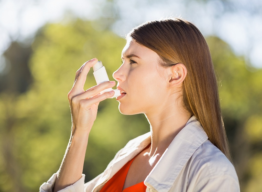 Woman with inhaler