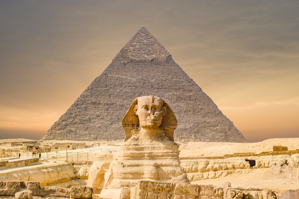 Sphinx and Pyramid in Cairo Egypt