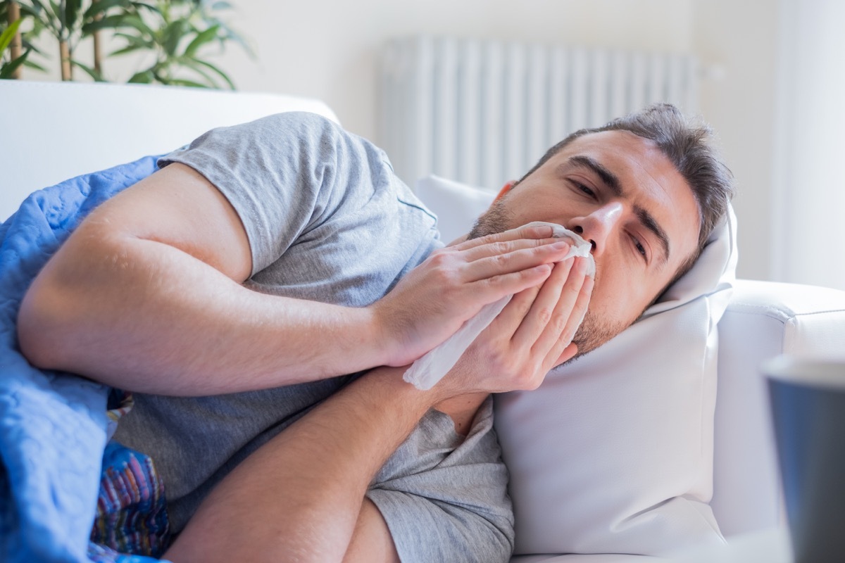 A man looks tired and sick, man resting