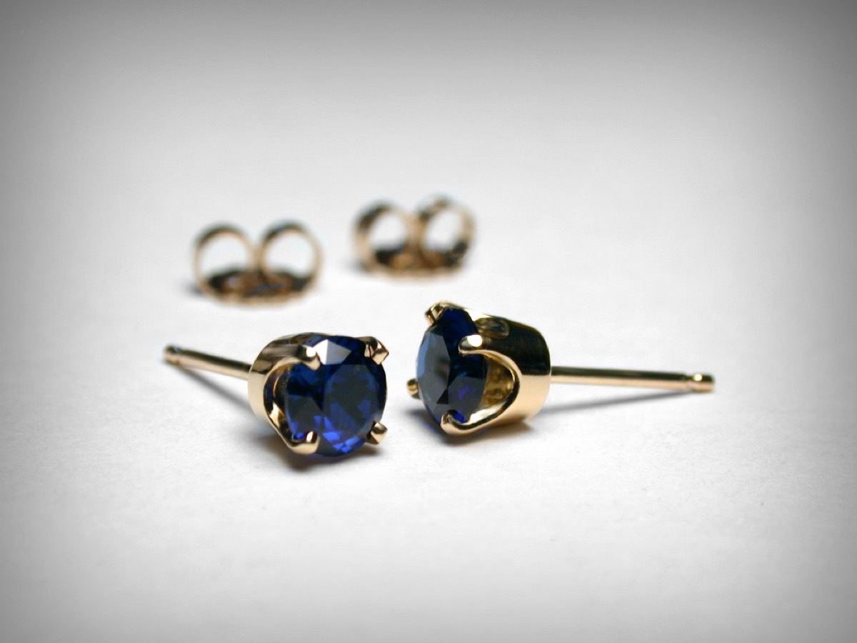 two pairs of blue sapphire stud earrings, Etsy jewelry