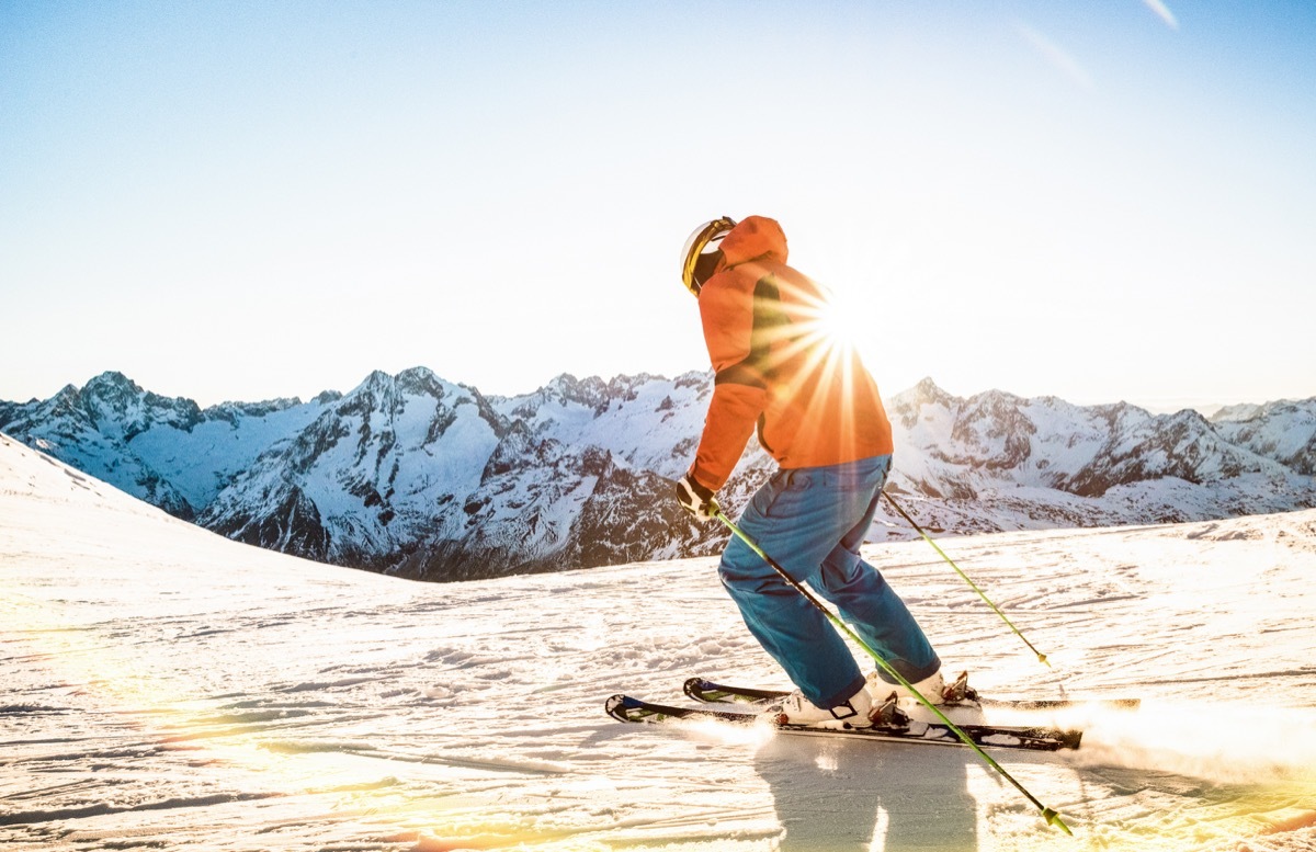 Skiing in the sun