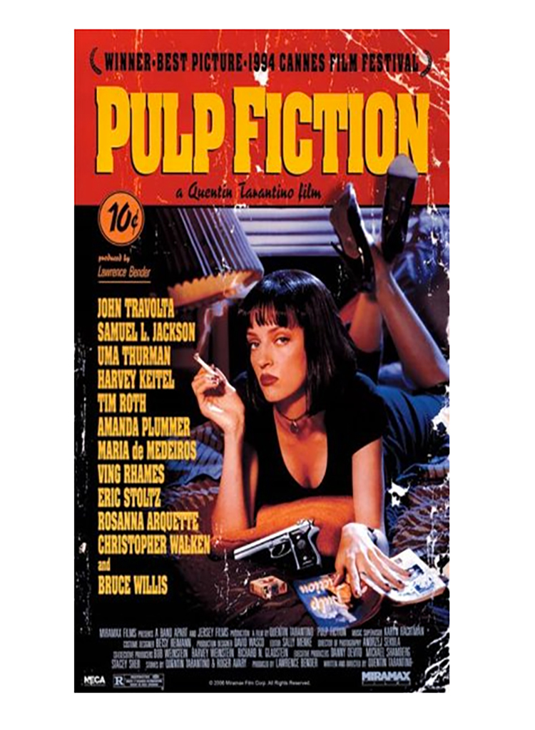 Unframed Pulp Fiction poster, 40s, what to give up in your 40s