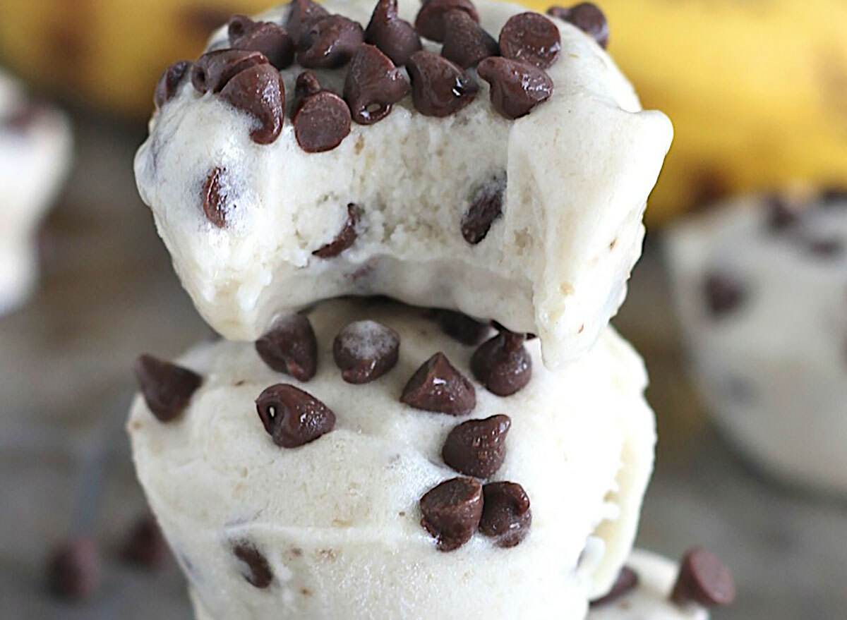 Banana and chocolate chip ice cream bites recipe from The Baker Mama