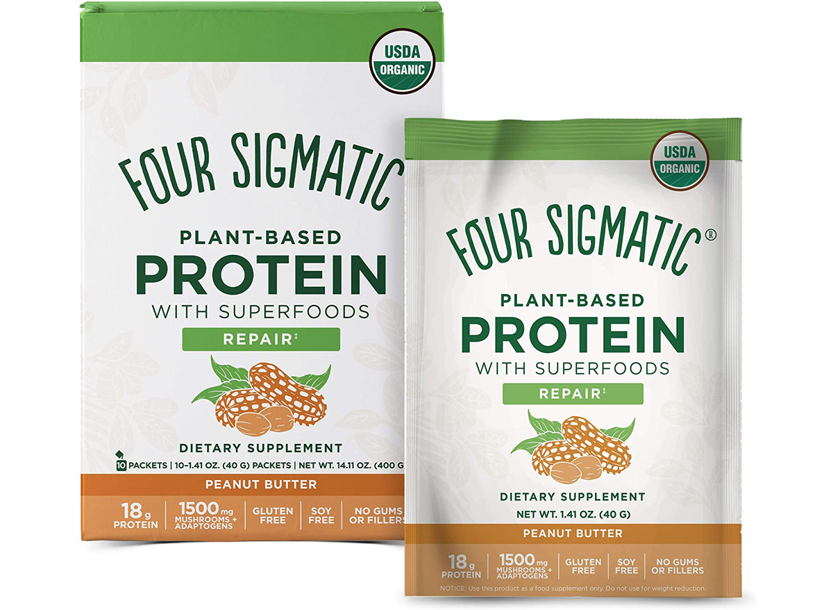 Four sigmatic plant based peanut butter protein powder