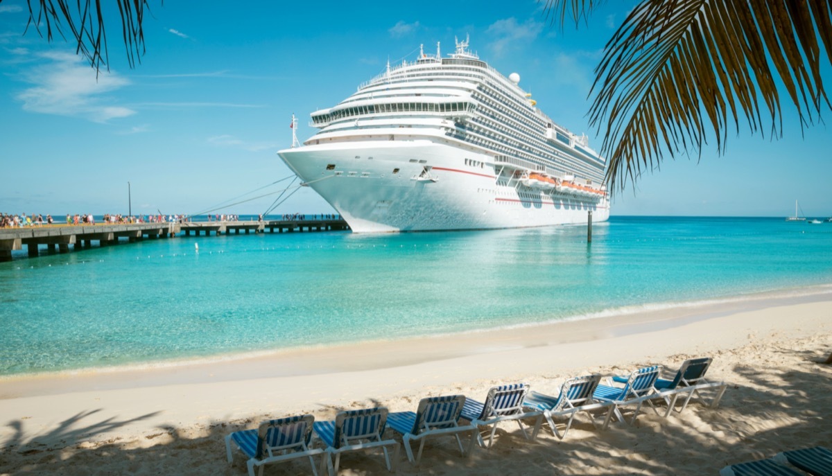 Cruise ship at the beach on Grand Turk island