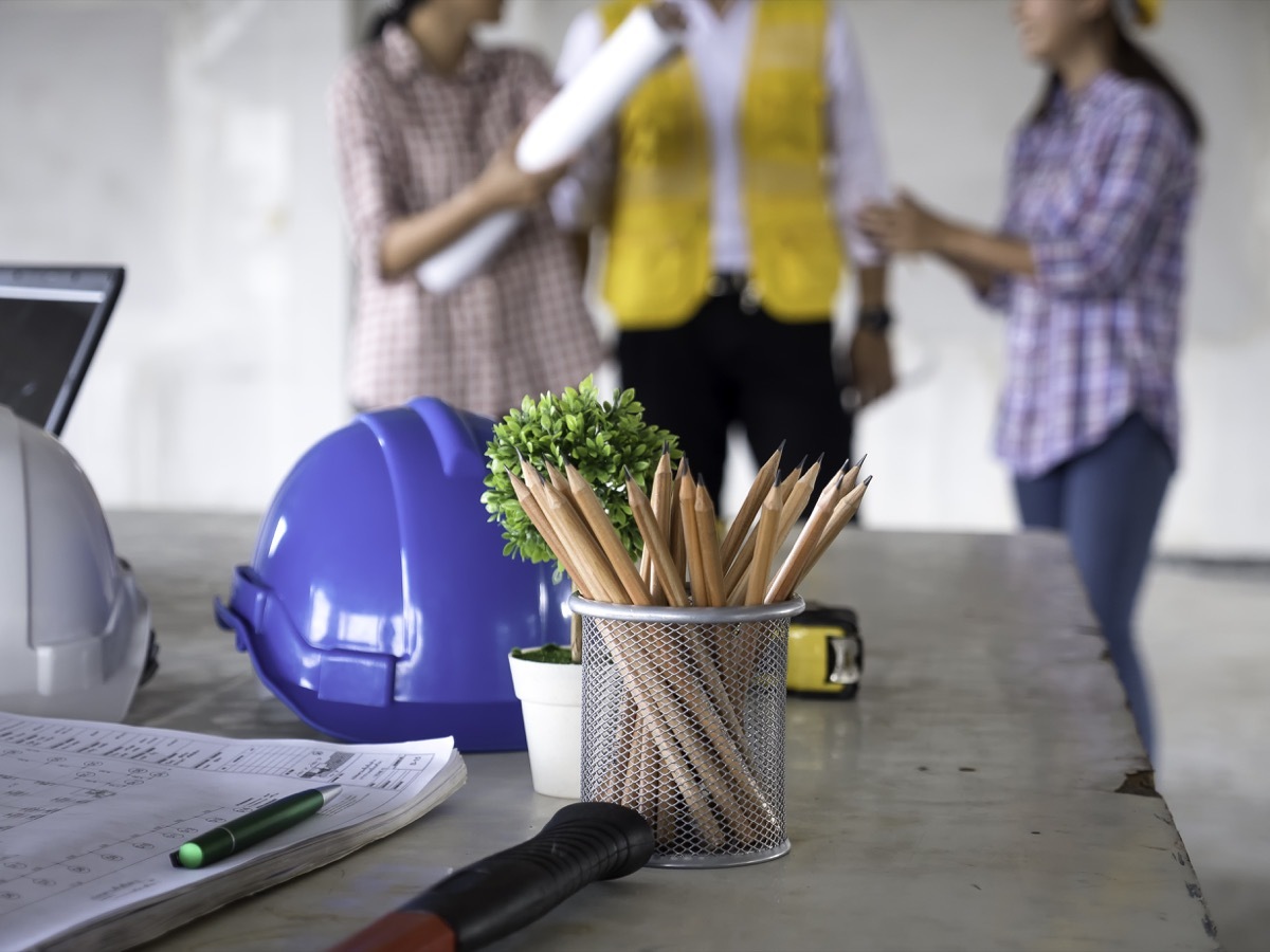 couple talking to contractor