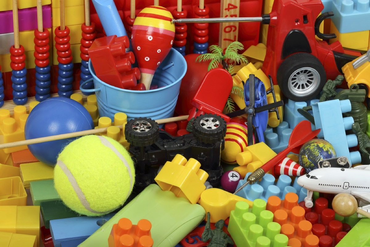 pile of legos, tennis balls, and maracas, things that annoy grandparents