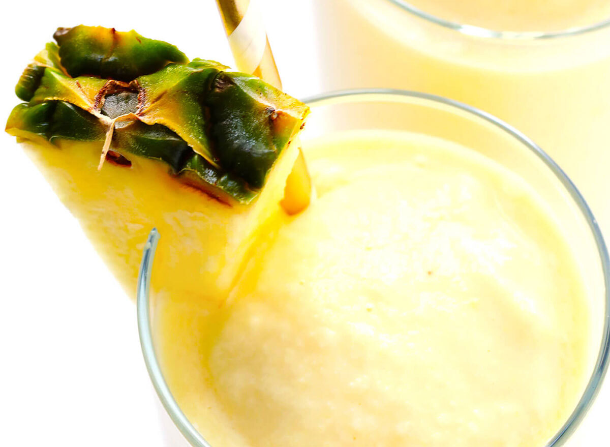 frozen pina colada with pineapple slice