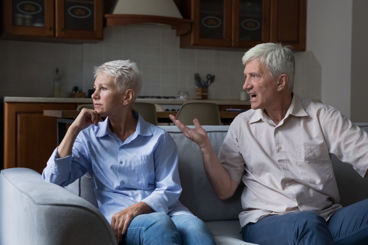 Elderly couple fighting in their home