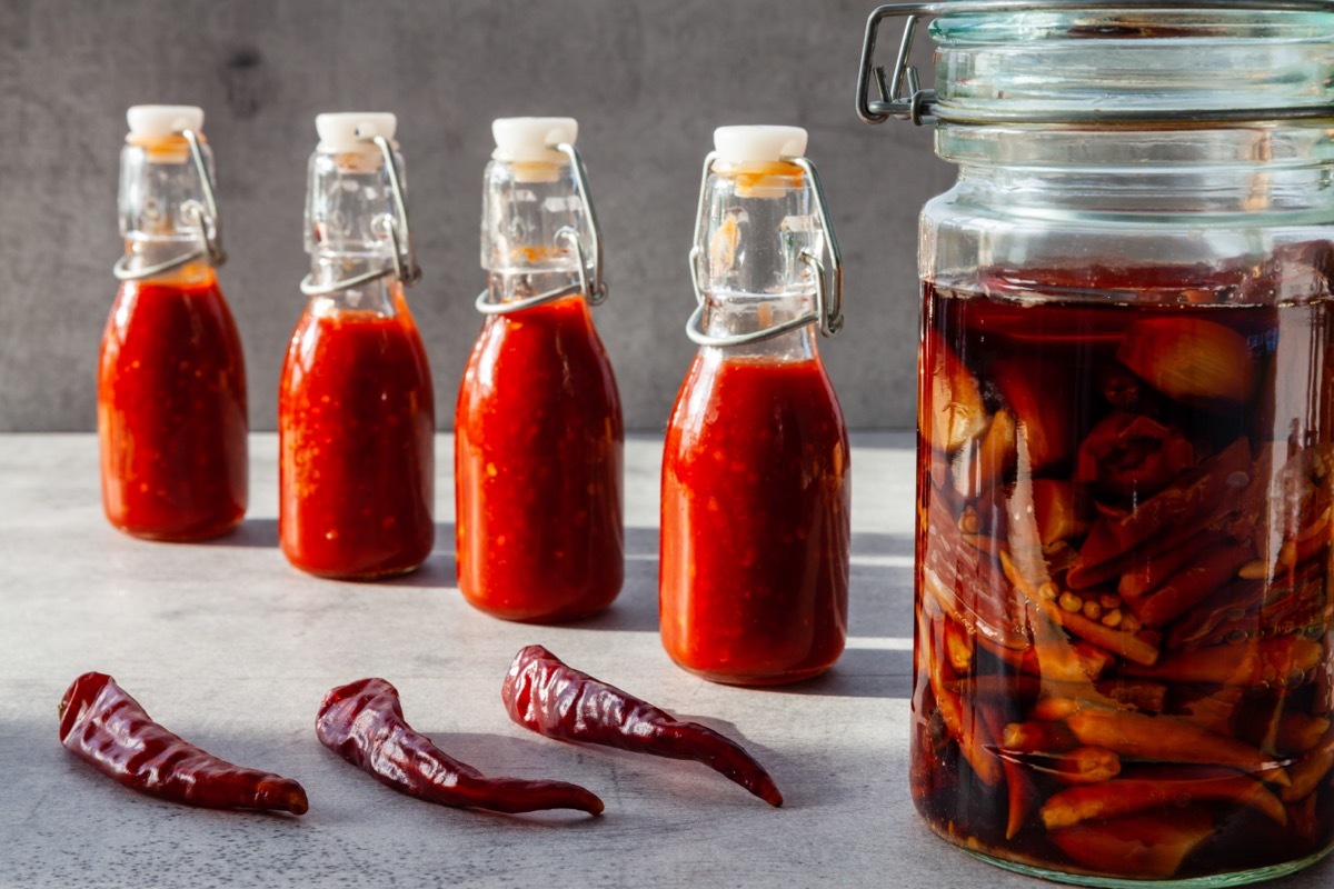 small bottles of hot sauce