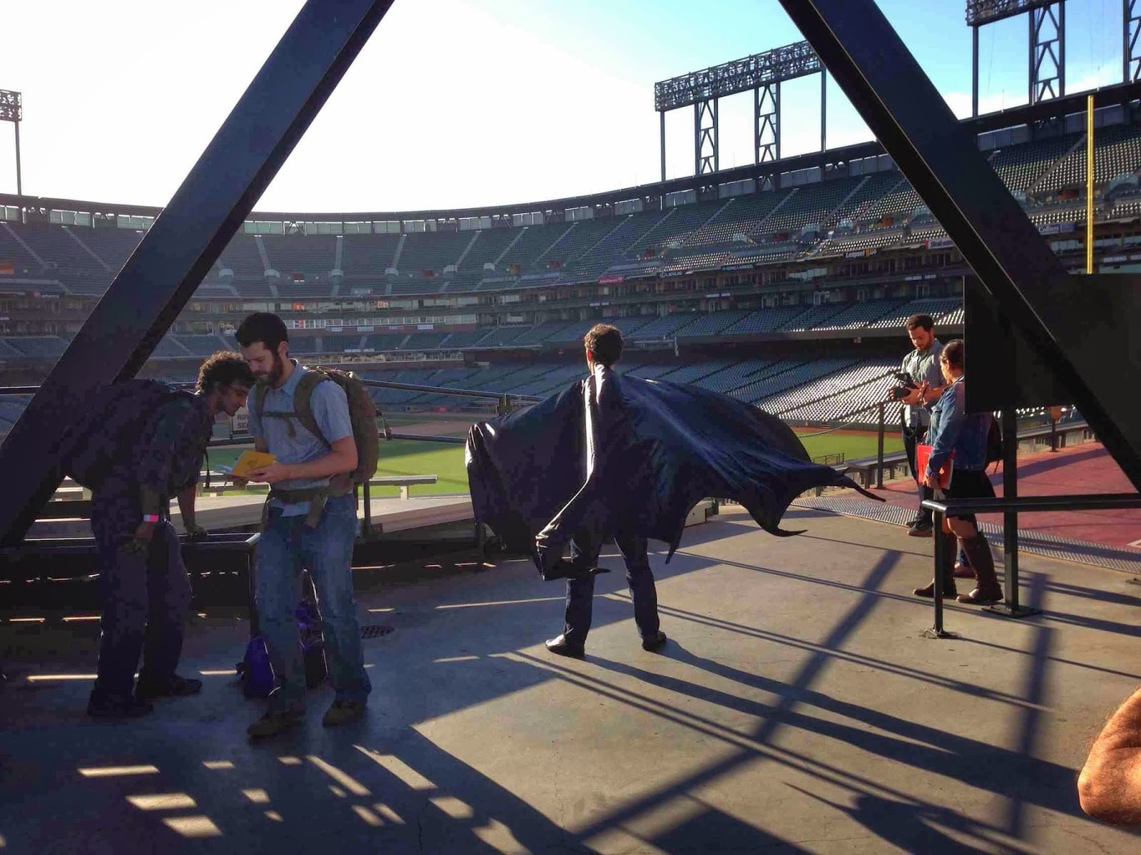 at&t park san francisco giants batkid miles scott batman mike jutan the penguin