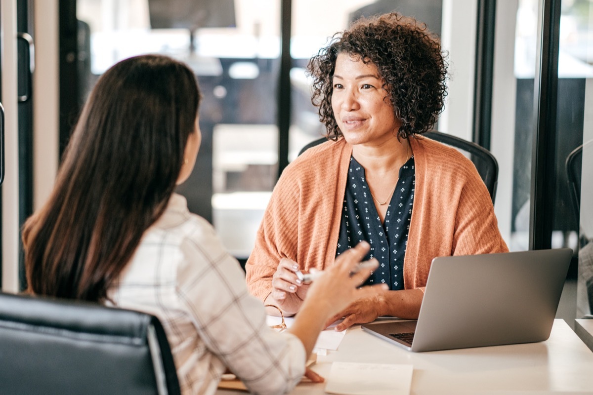 woman talking about resume gap during job interview