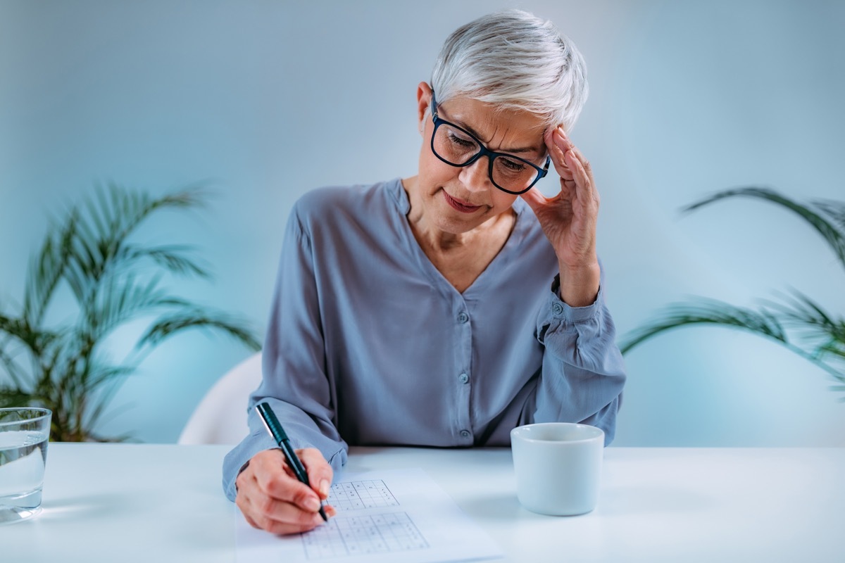 senior woman doing cognitive testing