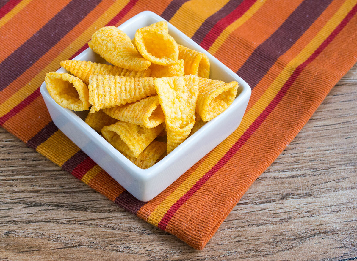 bowl of bugles corn snacks