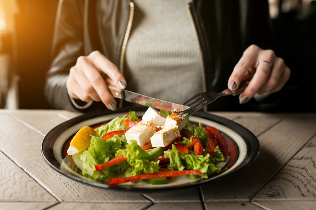 Woman Eating a Salad Weight Loss Advice