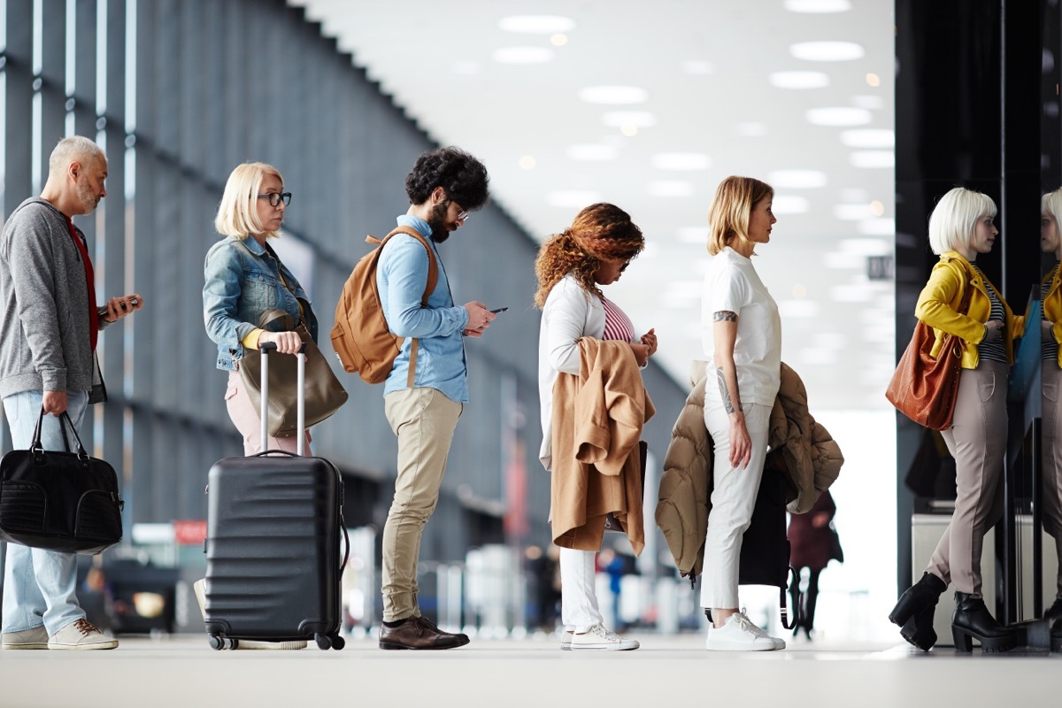 waiting in airport security line