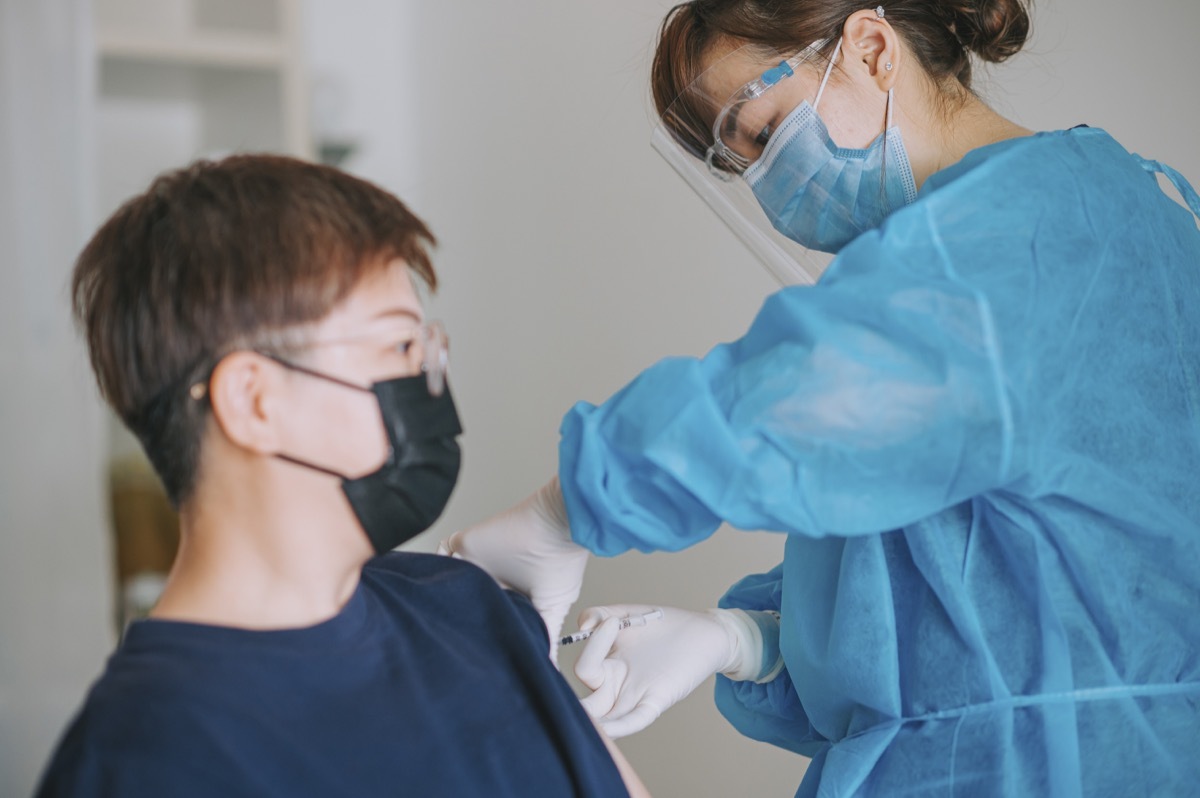 female patient getting a covid19 vaccine