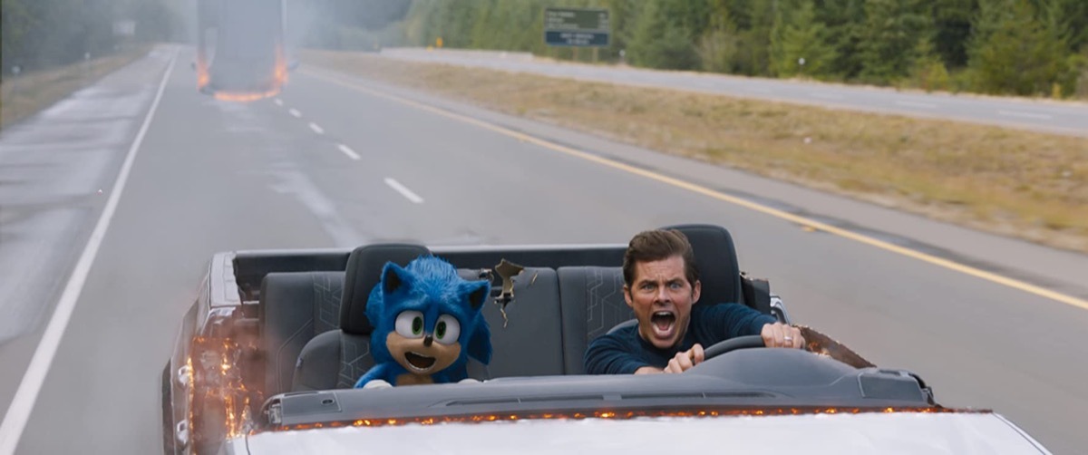 Sonic and James Marsden in Sonic the Hedgehog