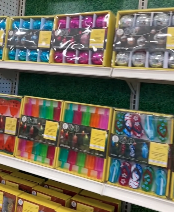 outdoor string lights display at Michaels