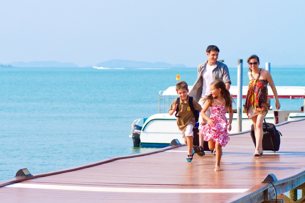 family of four on vacation in the maldives, parenting is harder