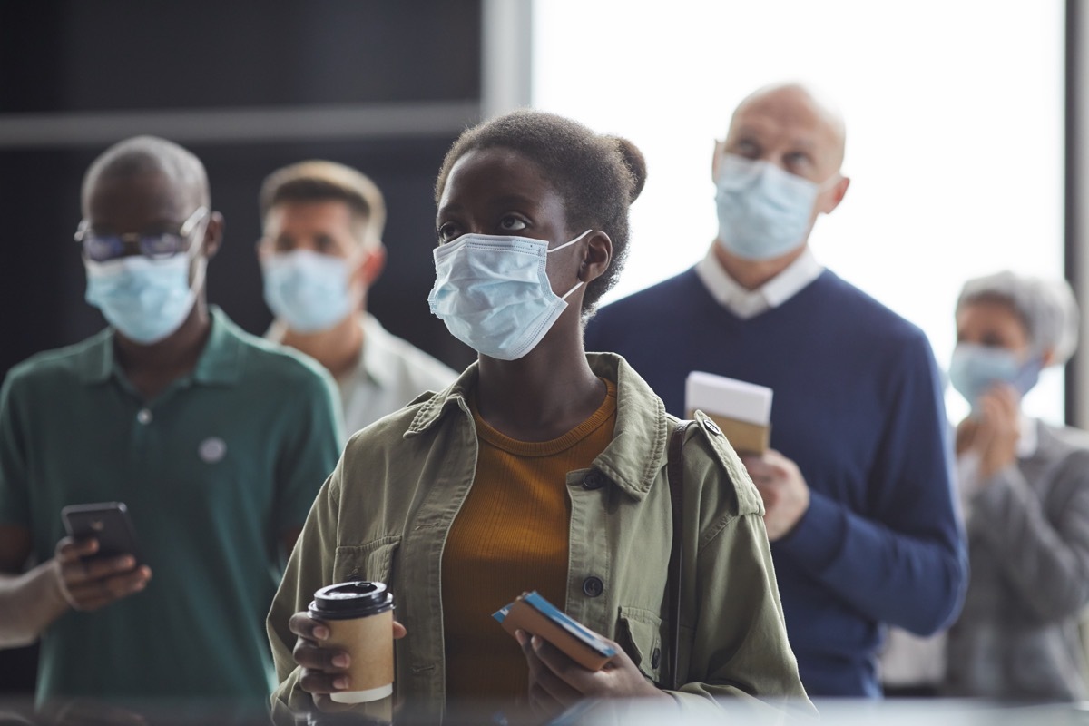 Group of people at departure gate