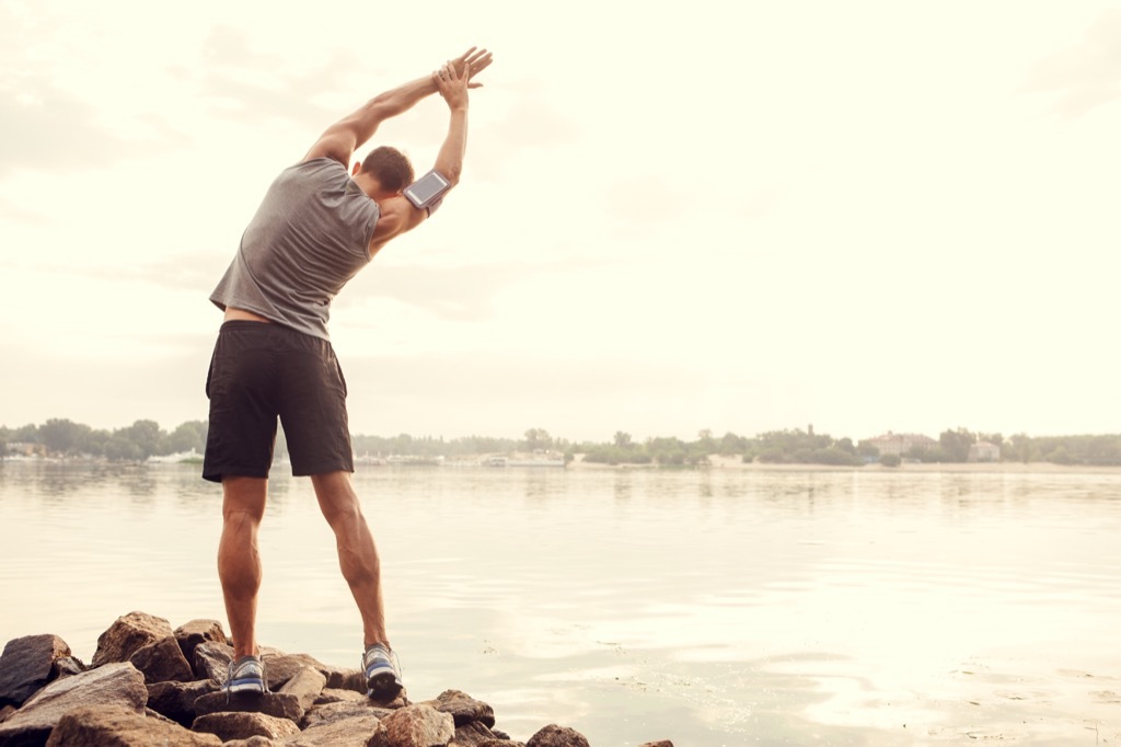 man stretching