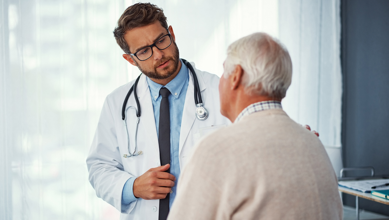 Doctor speaking to senior patient.