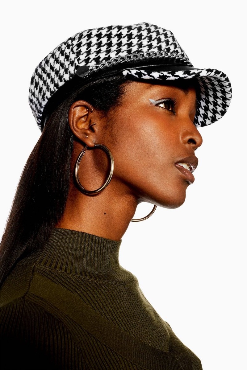 Houndstooth Baker Boy Hat Topshop