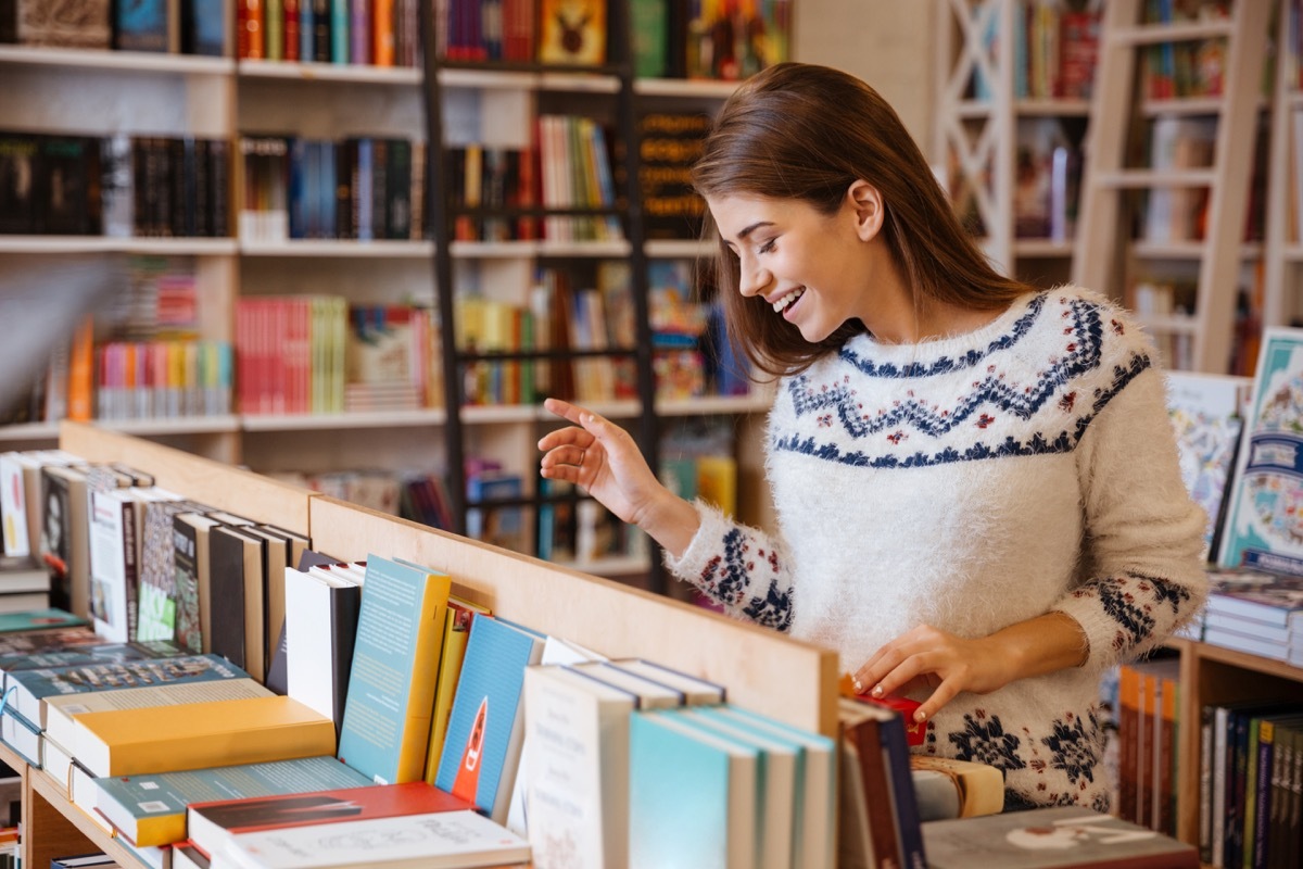 Woman at a bookstore