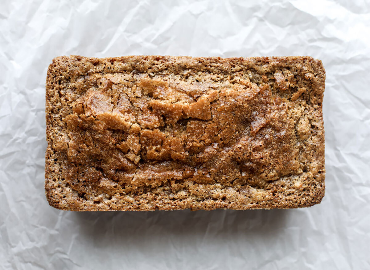 banana bread loaf on counter