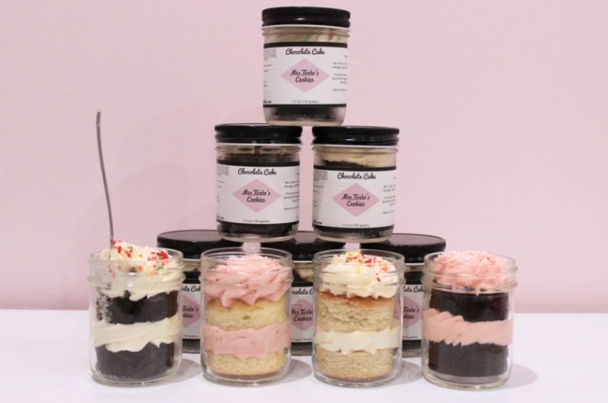 three cakes in mason jars