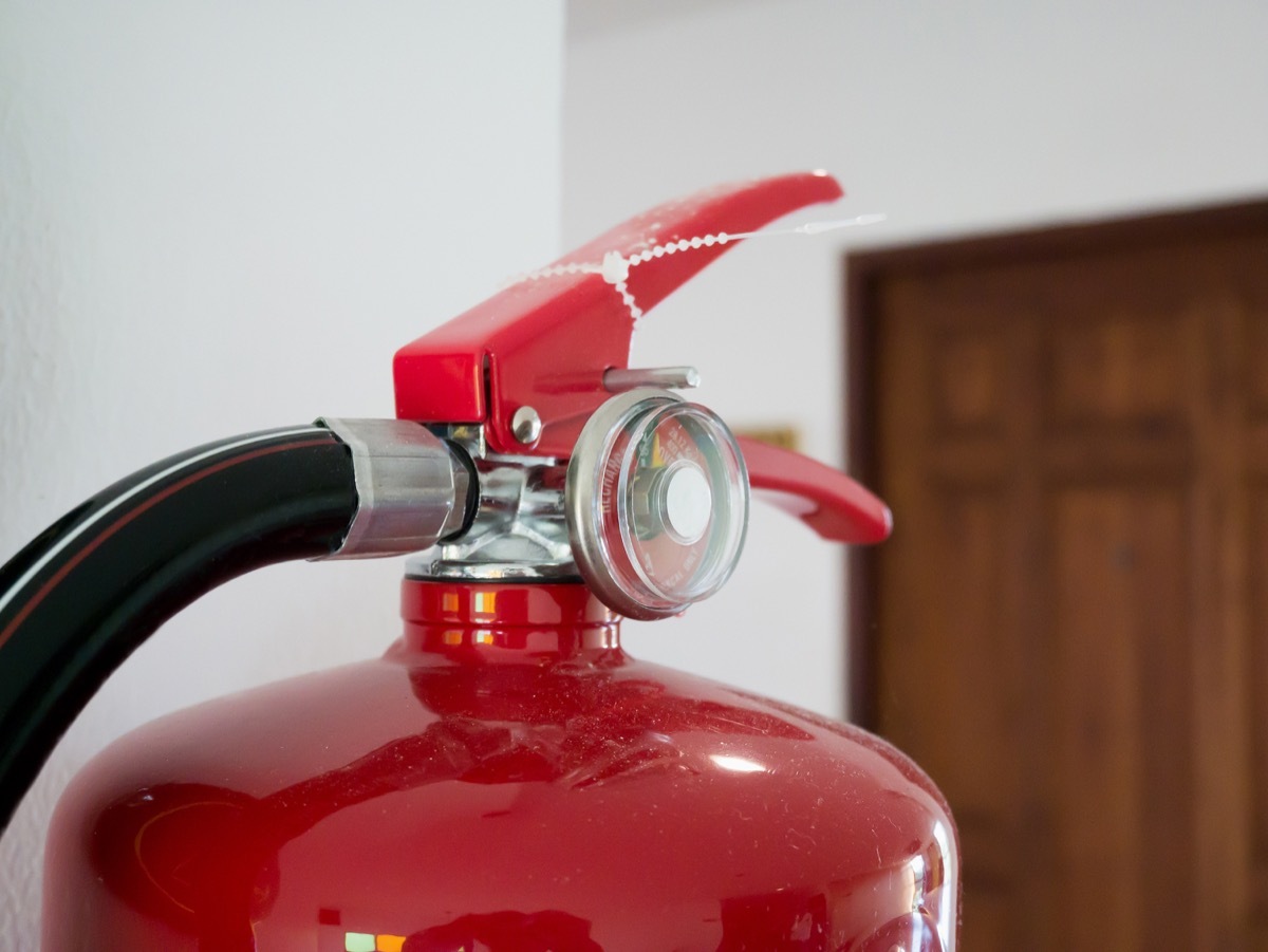 fire extinguisher in home on the counter