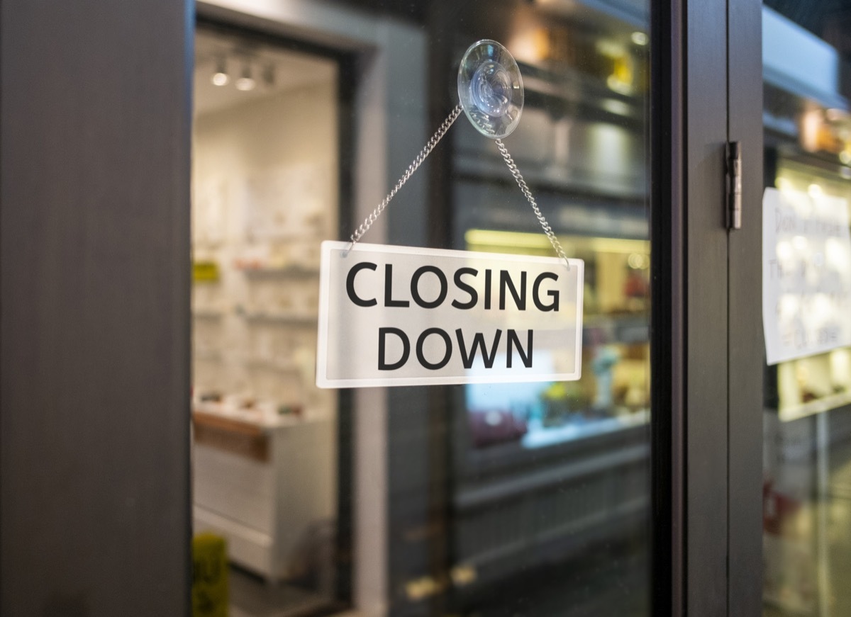 closing down store in store window