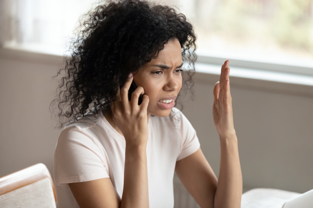 Annoyed woman on phone