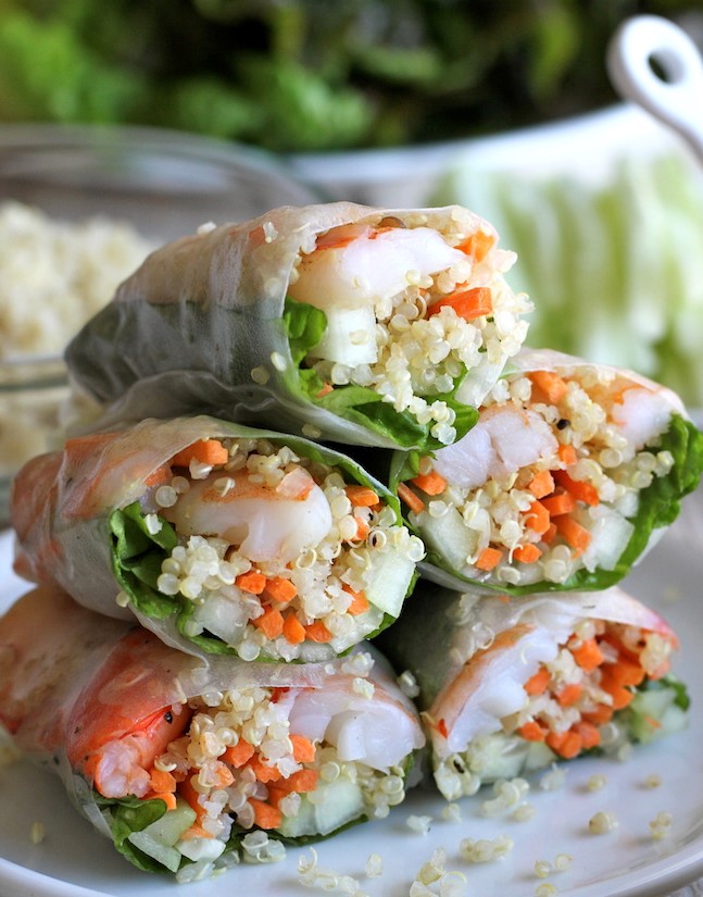  Roasted Shrimp Quinoa Spring Rolls | 12 Easy But Delicious Shrimp Recipes | Her Beauty