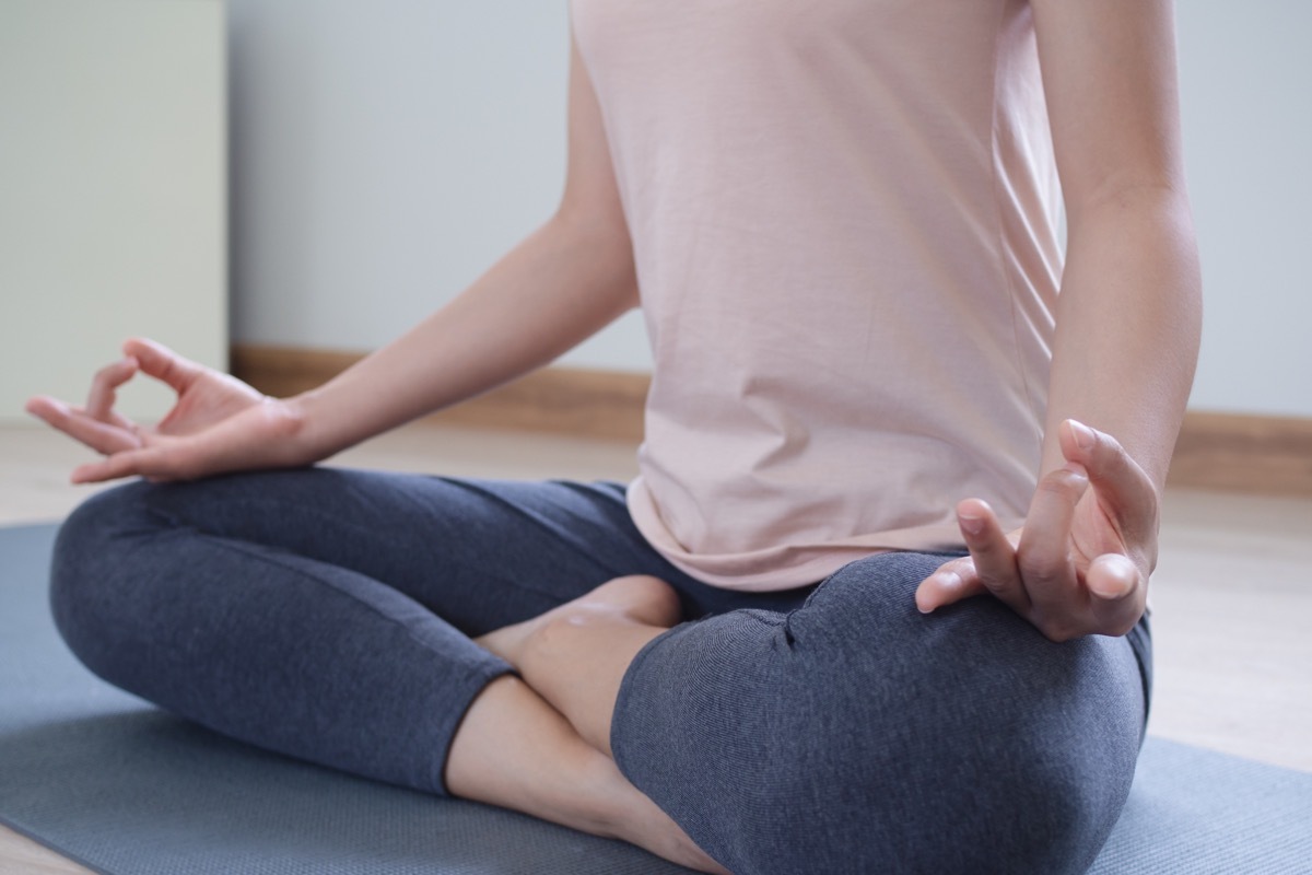 closeup of woman doing yoga