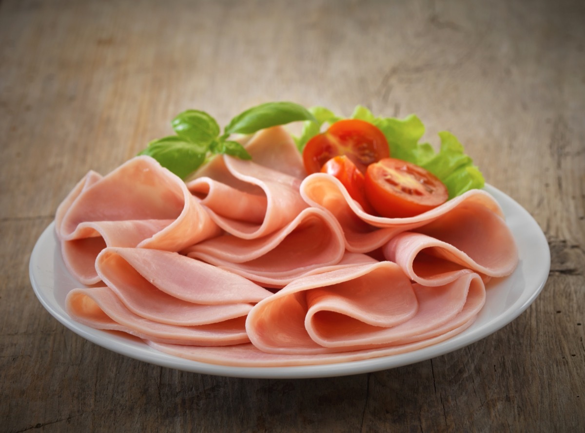 sliced ham on plate