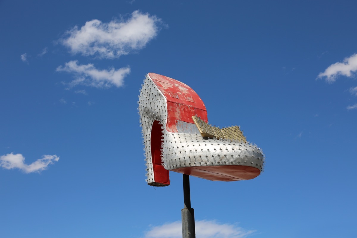 silver slipper near neon graveyard, nevada, iconic state photos