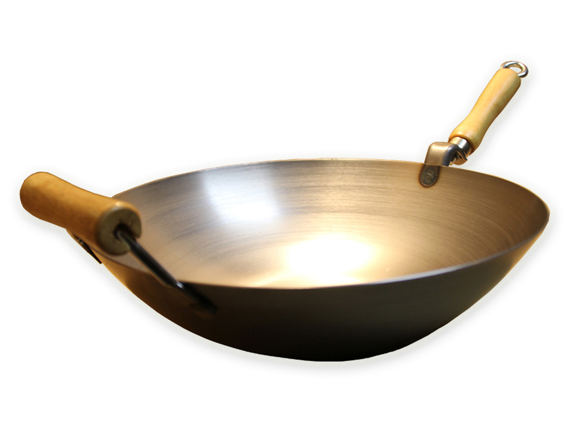 carbon steel wok with side handle