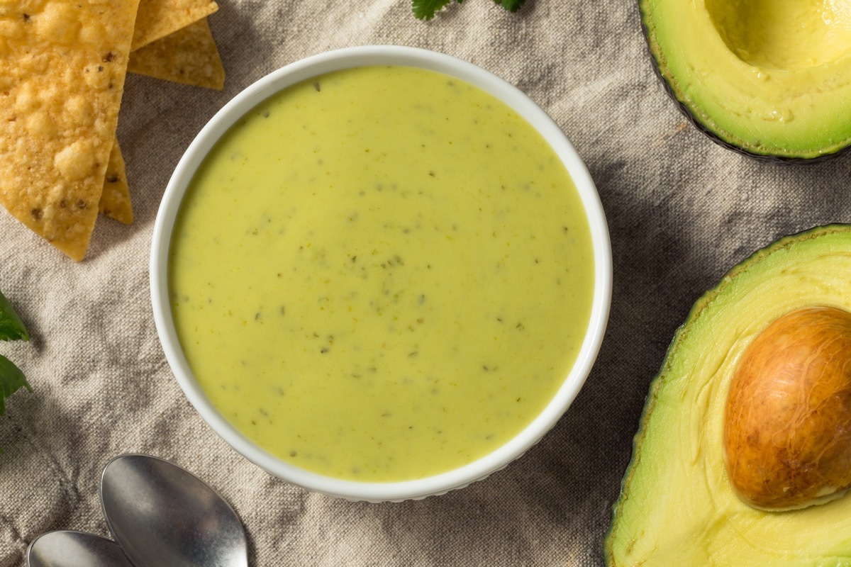 Homemade Mexican Green Avocado Salsa with Tortilla Chips