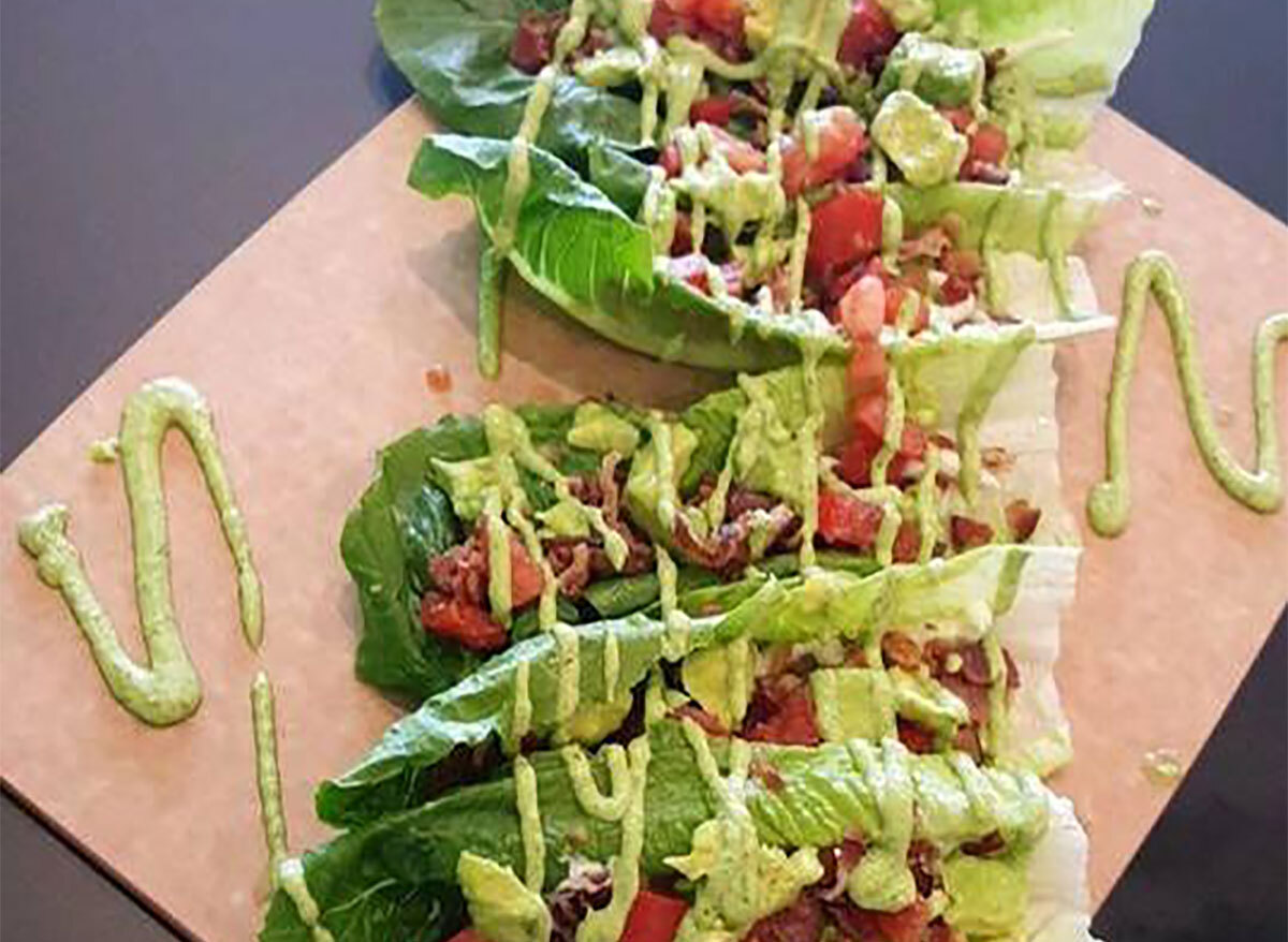 lettuce wrap on serving board