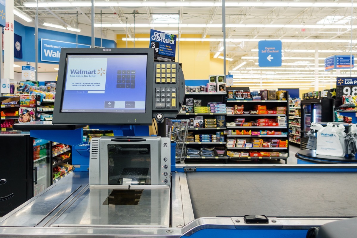 Empty till in a Walmart supermarket