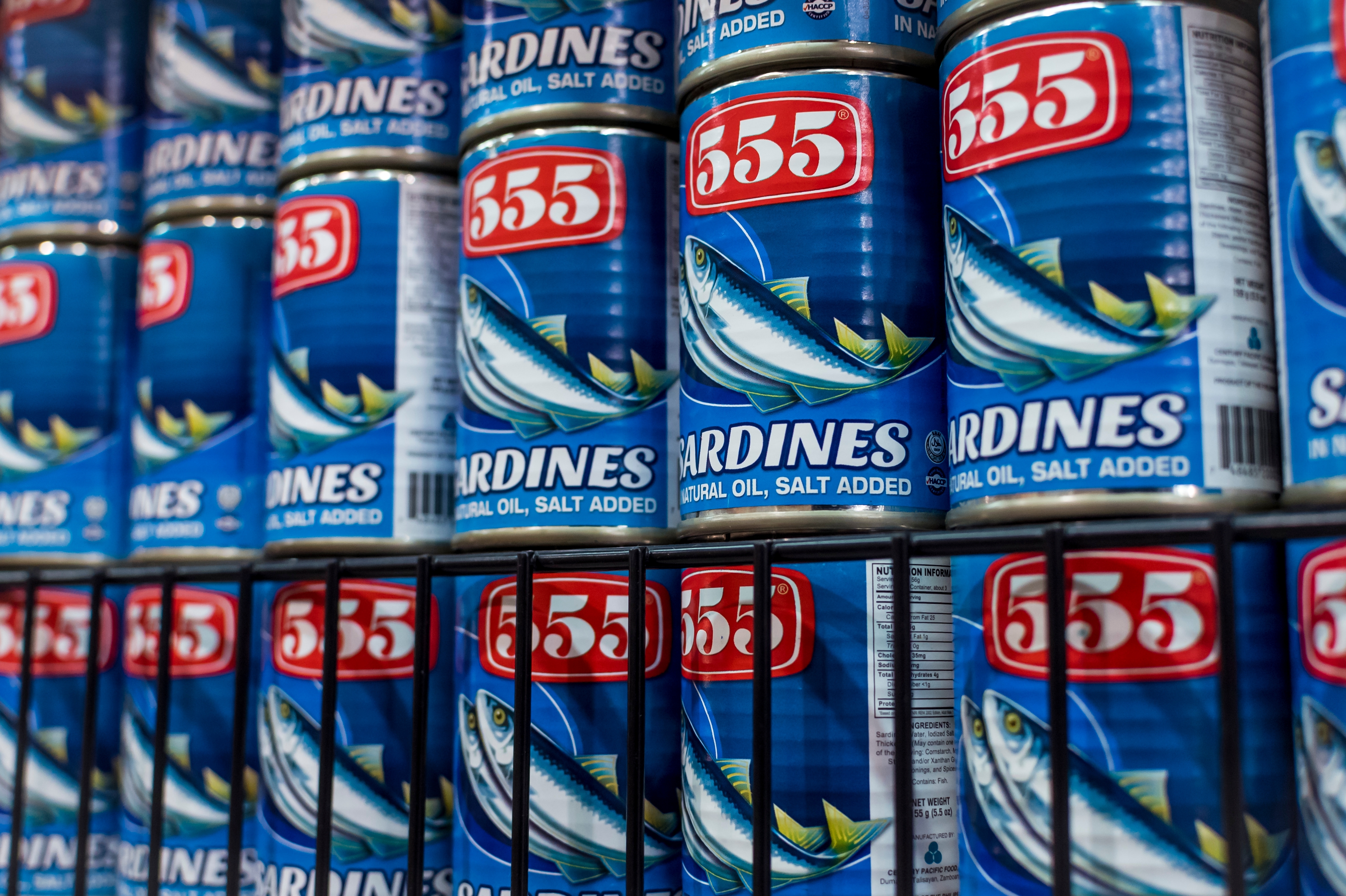 555 angel number appearing on cans of sardines