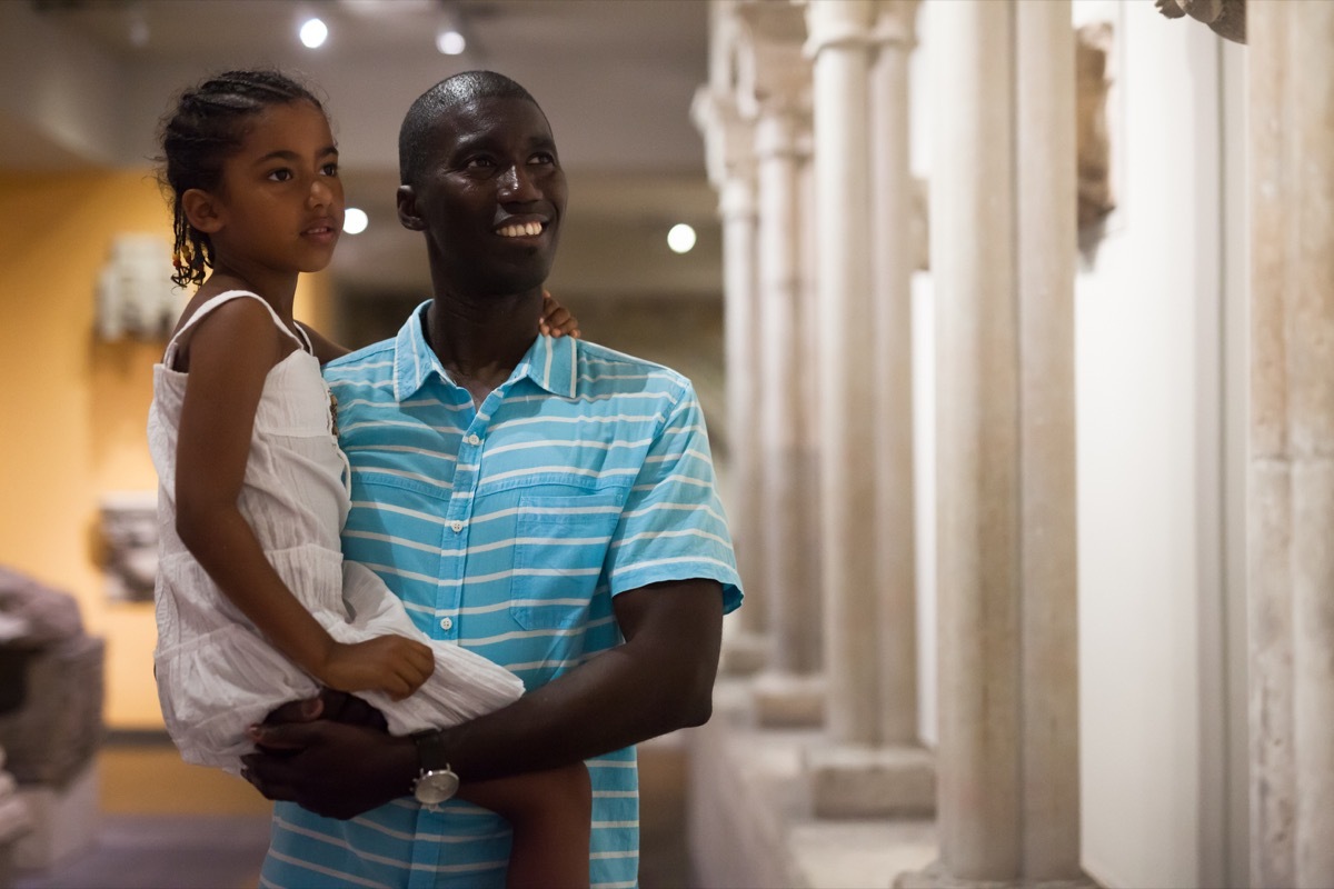 Father daughter visiting historic site